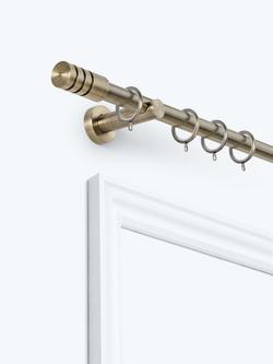 John Lewis Extendable Metal Curtain Pole Kit with Barrel Finial, Dia.28mm, Antique Brass