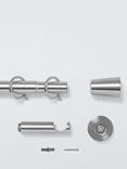 John Lewis Extendable Metal Curtain Pole Kit with Cone Finial, Dia.28mm, Brushed Nickel
