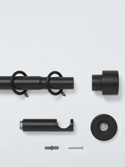 John Lewis Extendable Metal Curtain Pole Kit with Stud Finial, Dia.28mm - view 2, Matte Black