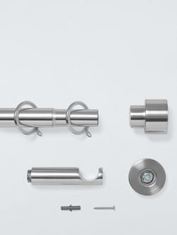 John Lewis Extendable Metal Curtain Pole Kit with Stud Finial, Dia.28mm - view 2, Brushed Nickel