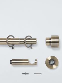 John Lewis Extendable Metal Curtain Pole Kit with Stud Finial, Dia.28mm - view 2, Antique Brass
