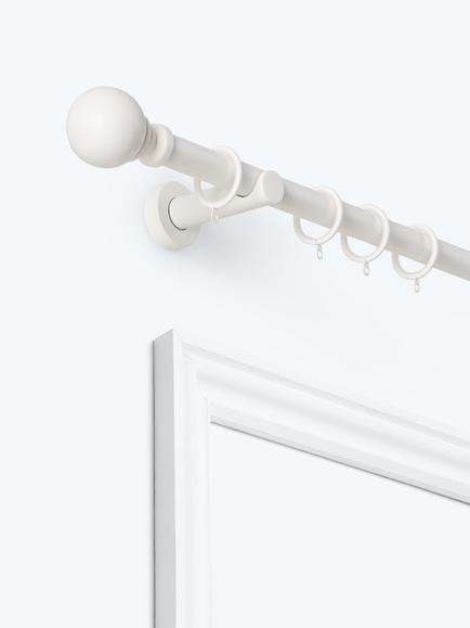 John Lewis Fixed Metal Curtain Pole Kit with Ball Finial, Dia.28mm, Matte White