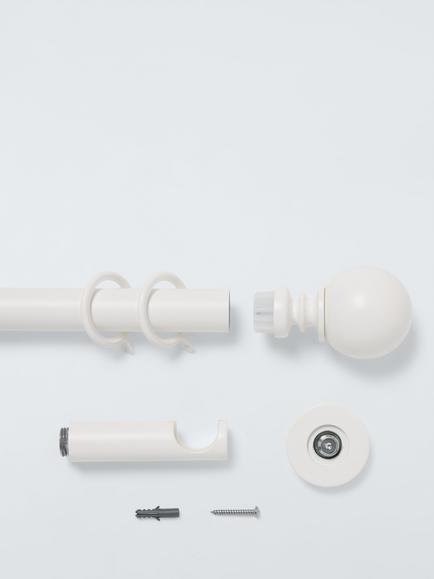 John Lewis Fixed Metal Curtain Pole Kit with Ball Finial, Dia.28mm - view 2, Matte White