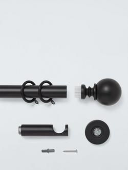 John Lewis Fixed Metal Curtain Pole Kit with Ball Finial, Dia.28mm - view 2, Matte Black