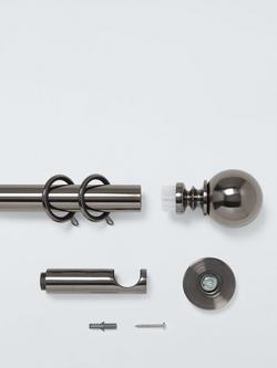 John Lewis Fixed Metal Curtain Pole Kit with Ball Finial, Dia.28mm - view 2, Pewter