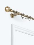 John Lewis Fixed Metal Curtain Pole Kit with Ball Finial, Dia.28mm, Antique Brass