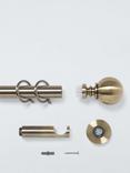 John Lewis Fixed Metal Curtain Pole Kit with Ball Finial, Dia.28mm, Antique Brass