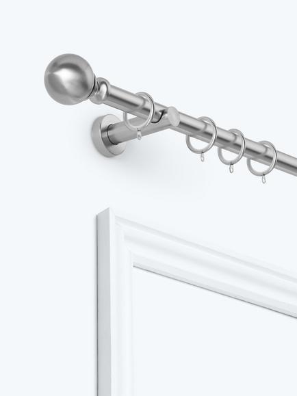 John Lewis Fixed Metal Curtain Pole Kit with Ball Finial, Dia.28mm, Brushed Nickel