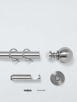 John Lewis Fixed Metal Curtain Pole Kit with Ball Finial, Dia.28mm - view 2, Brushed Nickel