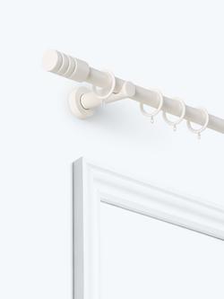 John Lewis Fixed Metal Curtain Pole Kit with Barrel Finial, Dia.28mm, Matte White