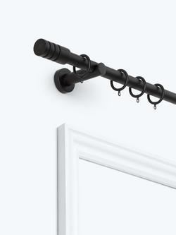 John Lewis Fixed Metal Curtain Pole Kit with Barrel Finial, Dia.28mm, Matte Black