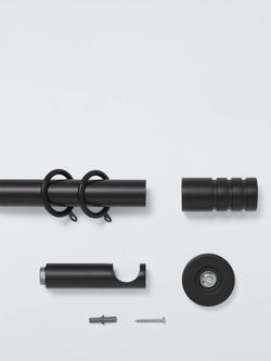 John Lewis Fixed Metal Curtain Pole Kit with Barrel Finial, Dia.28mm - view 2, Matte Black