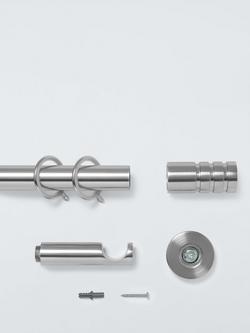 John Lewis Fixed Metal Curtain Pole Kit with Barrel Finial, Dia.28mm - view 2, Brushed Nickel