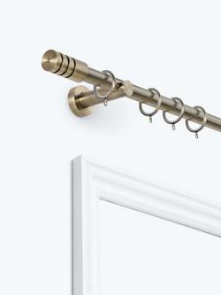 John Lewis Fixed Metal Curtain Pole Kit with Barrel Finial, Dia.28mm, Antique Brass