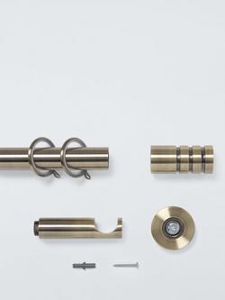 John Lewis Fixed Metal Curtain Pole Kit with Barrel Finial, Dia.28mm - view 2, Antique Brass