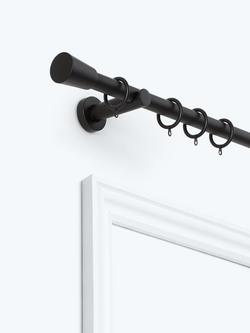 John Lewis Fixed Metal Curtain Pole Kit with Cone Finial, Dia.28mm, Matte Black