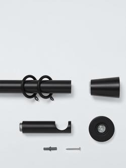 John Lewis Fixed Metal Curtain Pole Kit with Cone Finial, Dia.28mm - view 2, Matte Black
