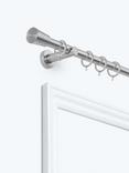 John Lewis Fixed Metal Curtain Pole Kit with Cone Finial, Dia.28mm, Brushed Nickel