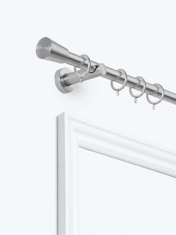 John Lewis Fixed Metal Curtain Pole Kit with Cone Finial, Dia.28mm, Brushed Nickel