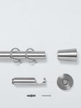 John Lewis Fixed Metal Curtain Pole Kit with Cone Finial, Dia.28mm, Brushed Nickel