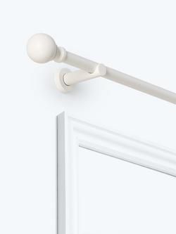 John Lewis Fixed Eyelet Metal Curtain Pole Kit with Ball Finial, Dia.28mm, Matte White