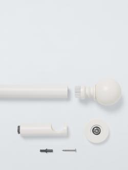 John Lewis Fixed Eyelet Metal Curtain Pole Kit with Ball Finial, Dia.28mm - view 2, Matte White