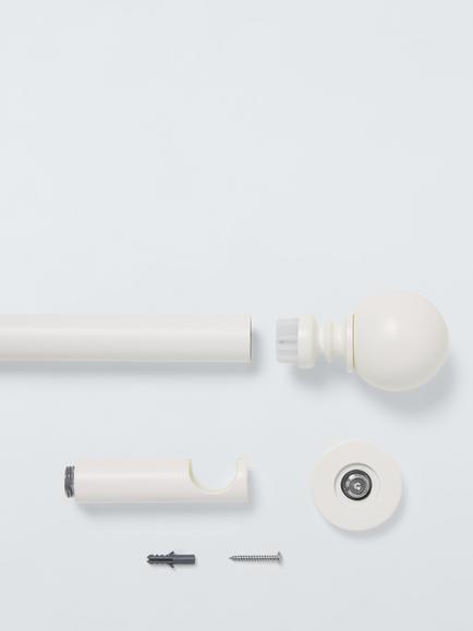 John Lewis Fixed Eyelet Metal Curtain Pole Kit with Ball Finial, Dia.28mm - view 2, Matte White
