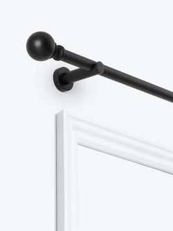 John Lewis Fixed Eyelet Metal Curtain Pole Kit with Ball Finial, Dia.28mm, Matte Black