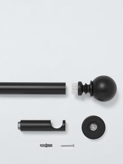 John Lewis Fixed Eyelet Metal Curtain Pole Kit with Ball Finial, Dia.28mm - view 2, Matte Black