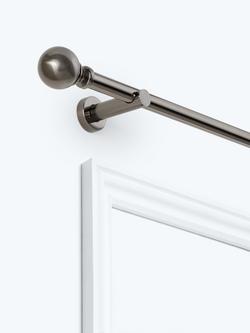 John Lewis Fixed Eyelet Metal Curtain Pole Kit with Ball Finial, Dia.28mm, Pewter