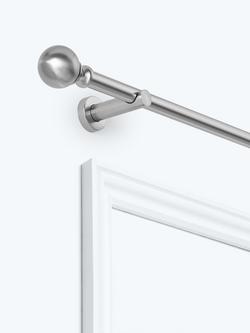 John Lewis Fixed Eyelet Metal Curtain Pole Kit with Ball Finial, Dia.28mm, Brushed Nickel