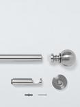 John Lewis Fixed Eyelet Metal Curtain Pole Kit with Ball Finial, Dia.28mm, Brushed Nickel