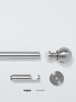 John Lewis Fixed Eyelet Metal Curtain Pole Kit with Ball Finial, Dia.28mm - view 2, Brushed Nickel