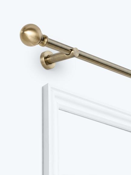 John Lewis Fixed Eyelet Metal Curtain Pole Kit with Ball Finial, Dia.28mm, Antique Brass