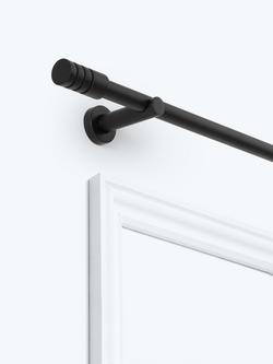 John Lewis Fixed Eyelet Metal Curtain Pole Kit with Barrel Finial, Dia.28mm, Matte Black