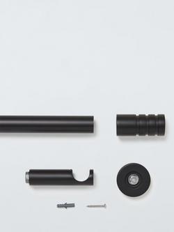 John Lewis Fixed Eyelet Metal Curtain Pole Kit with Barrel Finial, Dia.28mm - view 2, Matte Black