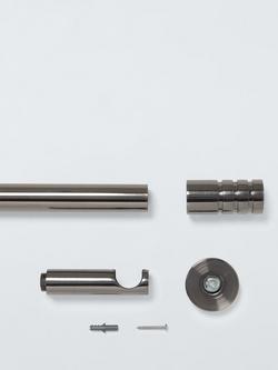 John Lewis Fixed Eyelet Metal Curtain Pole Kit with Barrel Finial, Dia.28mm - view 2, Pewter