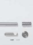 John Lewis Fixed Eyelet Metal Curtain Pole Kit with Barrel Finial, Dia.28mm, Brushed Nickel