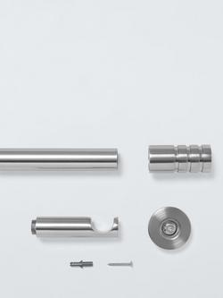 John Lewis Fixed Eyelet Metal Curtain Pole Kit with Barrel Finial, Dia.28mm - view 2, Brushed Nickel