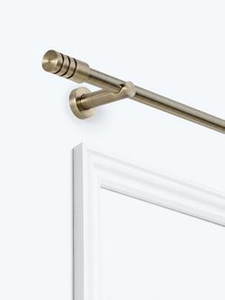 John Lewis Fixed Eyelet Metal Curtain Pole Kit with Barrel Finial, Dia.28mm, Antique Brass