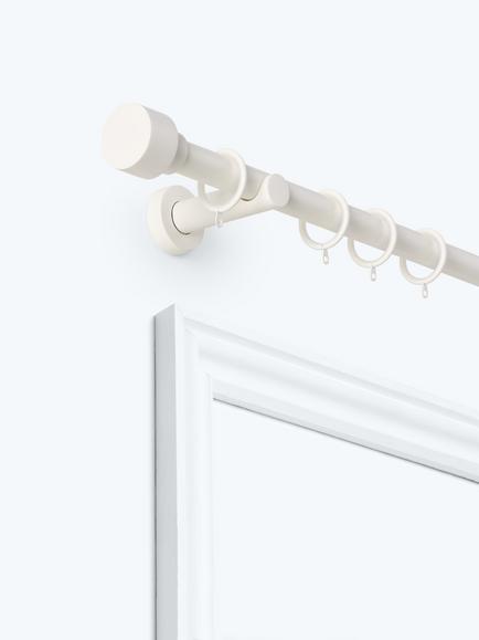 John Lewis Fixed Metal Curtain Pole Kit with Stud Finial, Dia.28mm, Matte White