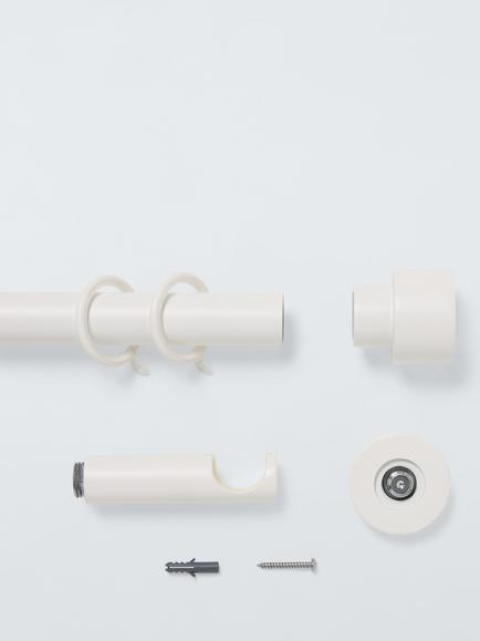 John Lewis Fixed Metal Curtain Pole Kit with Stud Finial, Dia.28mm - view 2, Matte White
