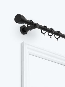 John Lewis Fixed Metal Curtain Pole Kit with Stud Finial, Dia.28mm, Matte Black