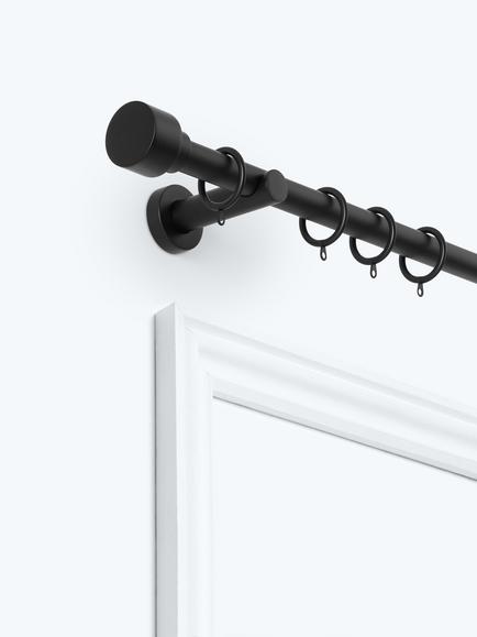 John Lewis Fixed Metal Curtain Pole Kit with Stud Finial, Dia.28mm, Matte Black