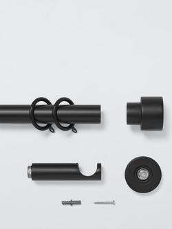 John Lewis Fixed Metal Curtain Pole Kit with Stud Finial, Dia.28mm - view 2, Matte Black