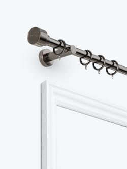 John Lewis Fixed Metal Curtain Pole Kit with Stud Finial, Dia.28mm, Pewter