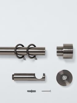 John Lewis Fixed Metal Curtain Pole Kit with Stud Finial, Dia.28mm - view 2, Pewter