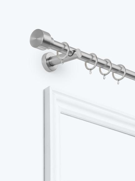 John Lewis Fixed Metal Curtain Pole Kit with Stud Finial, Dia.28mm, Brushed Nickel