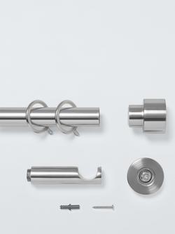 John Lewis Fixed Metal Curtain Pole Kit with Stud Finial, Dia.28mm - view 2, Brushed Nickel