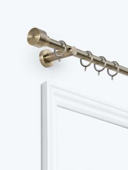 John Lewis Fixed Metal Curtain Pole Kit with Stud Finial, Dia.28mm, Antique Brass